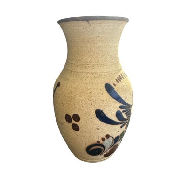 Vintage Tonala Hand Created Sandstone Pottery Bird Vase - Picture 3 of 10